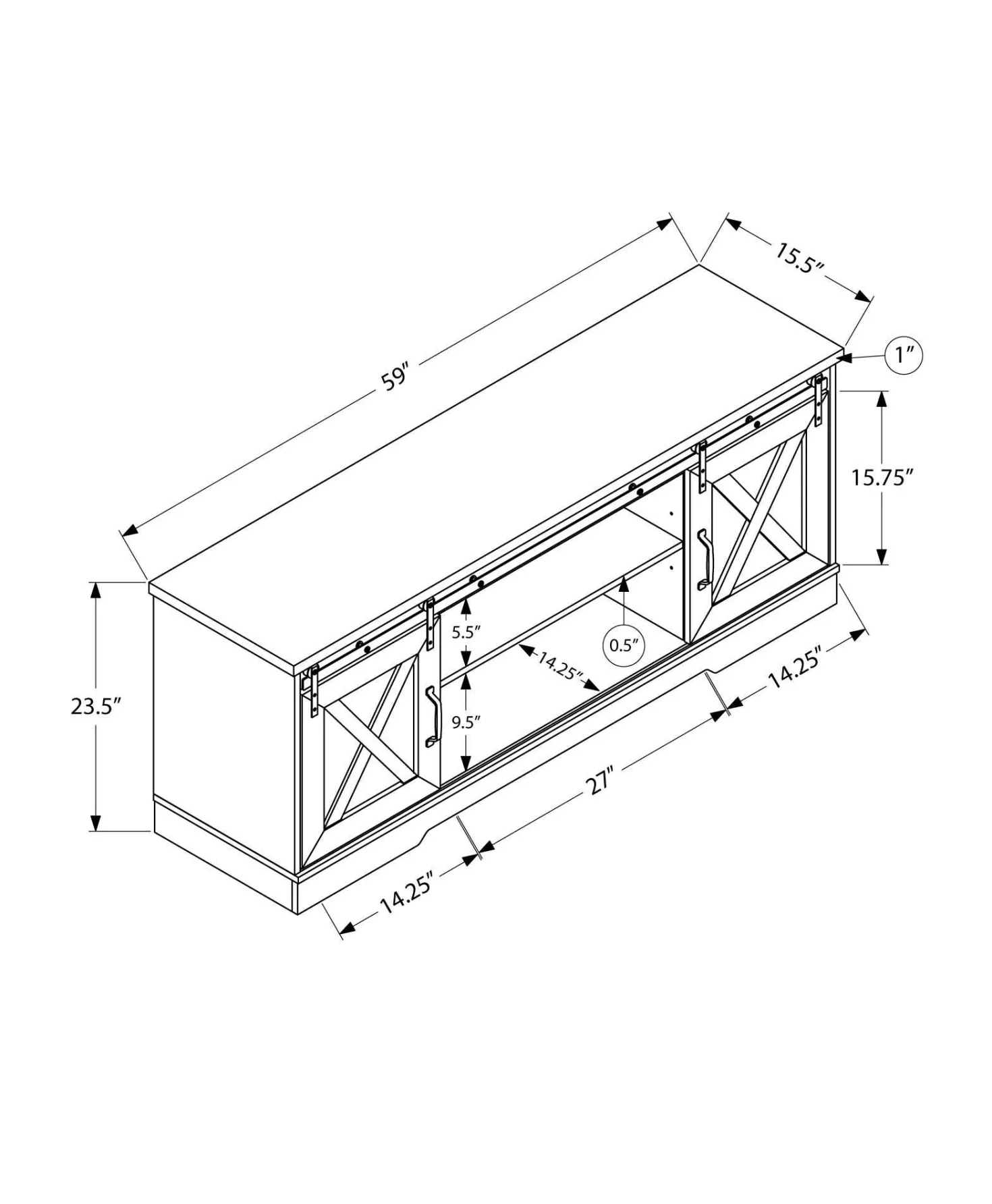 Meuble TV 60" - Monarch