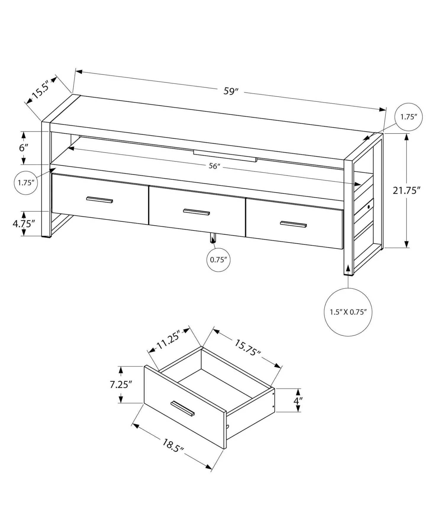 Meuble TV 60" - Monarch