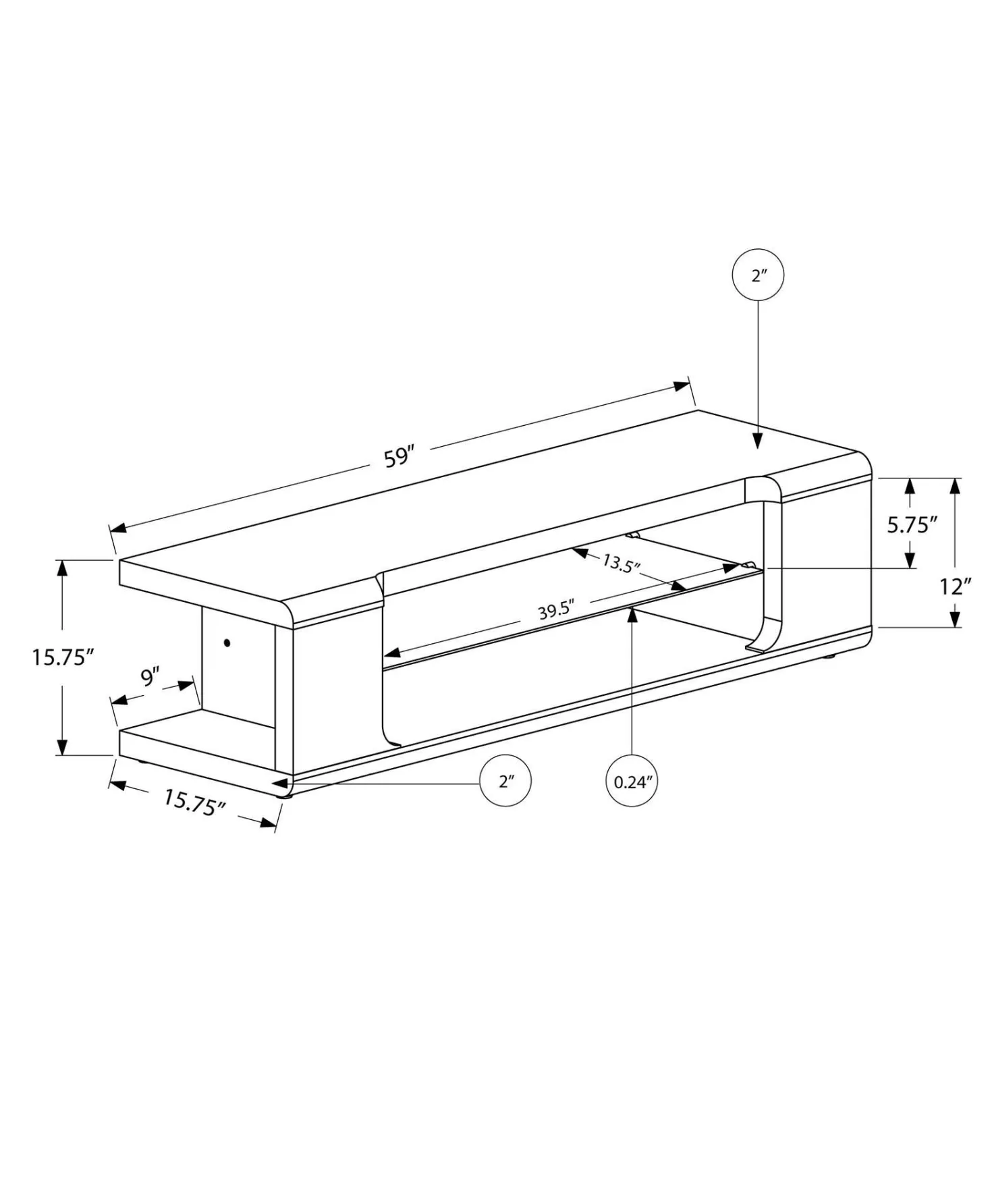 Meuble TV 60" - Monarch