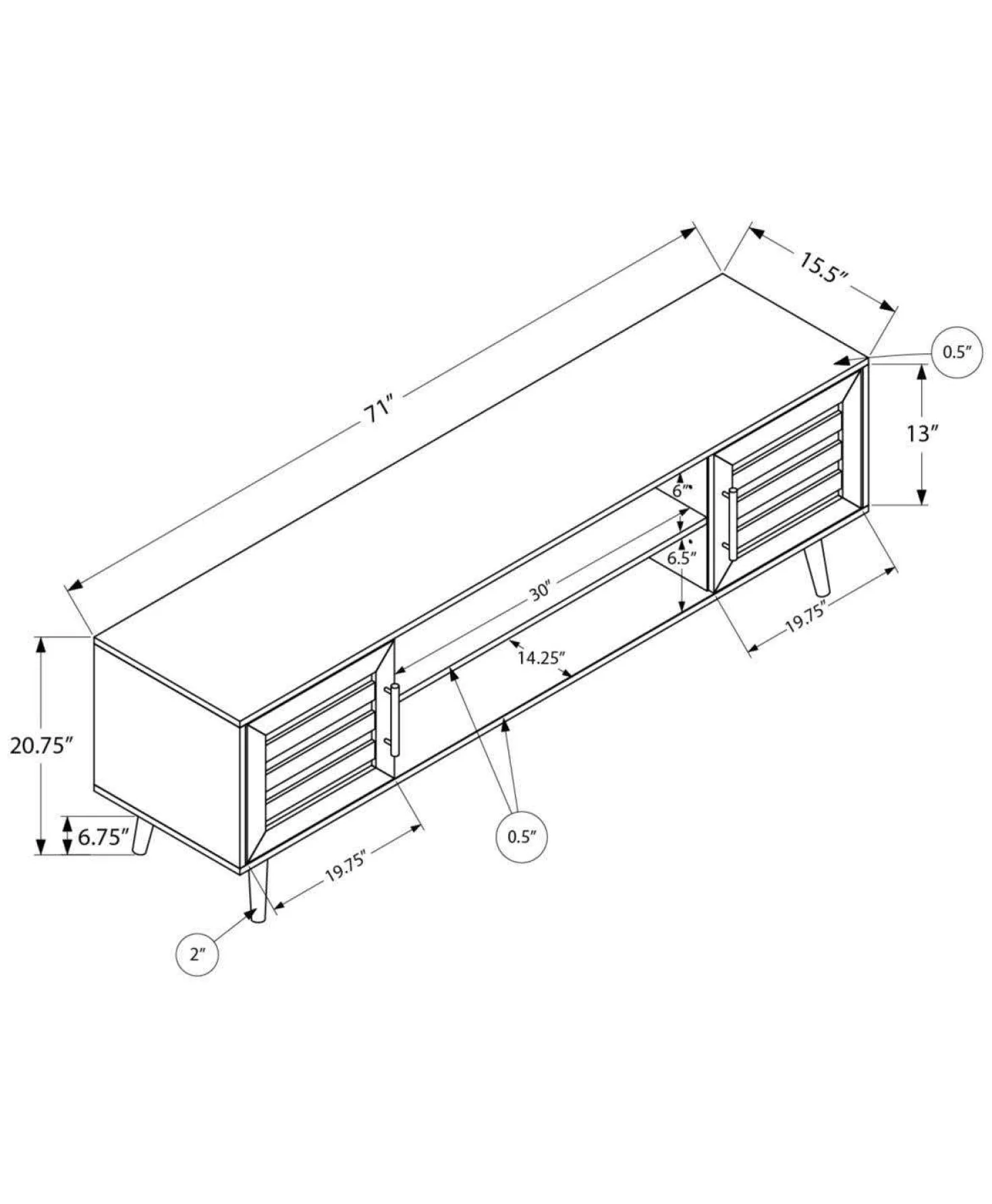 Meuble TV 72" - Monarch