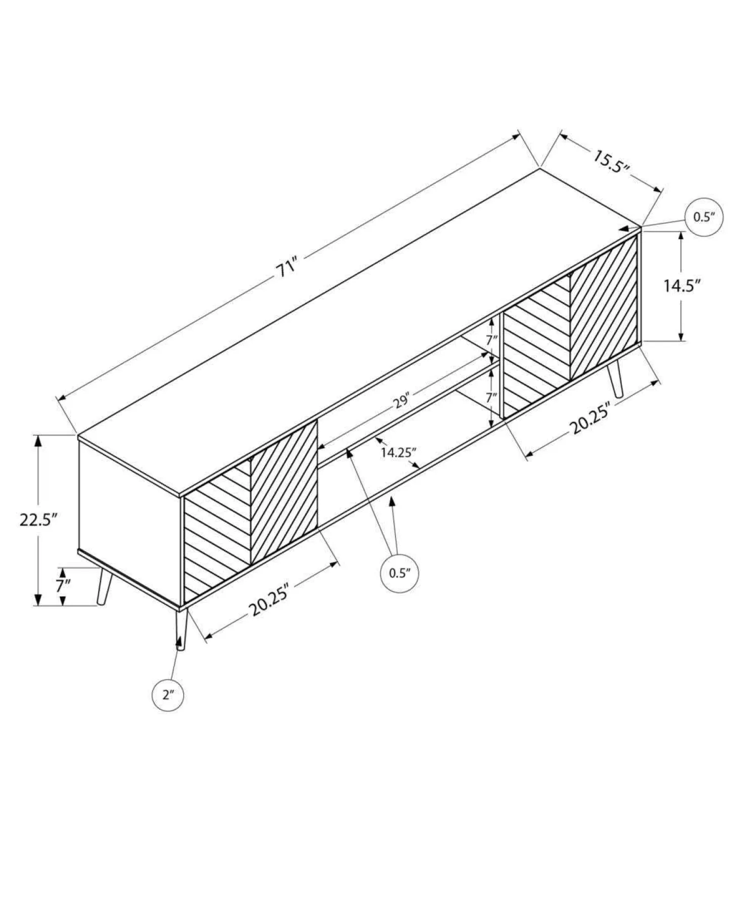 Meuble TV 72" - Monarch