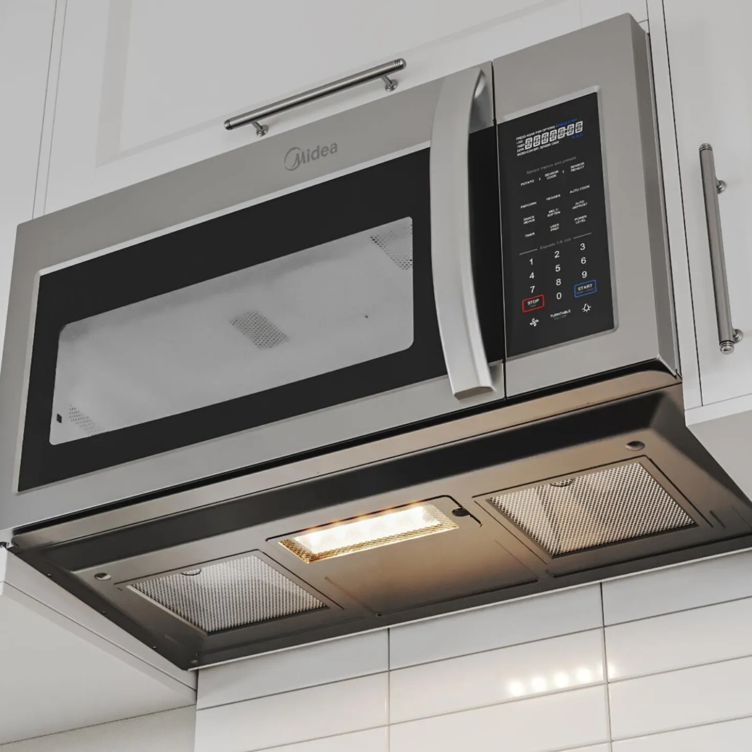 Midea Micro-ondes/Hotte, Inox, 29.25", 1000W, 300