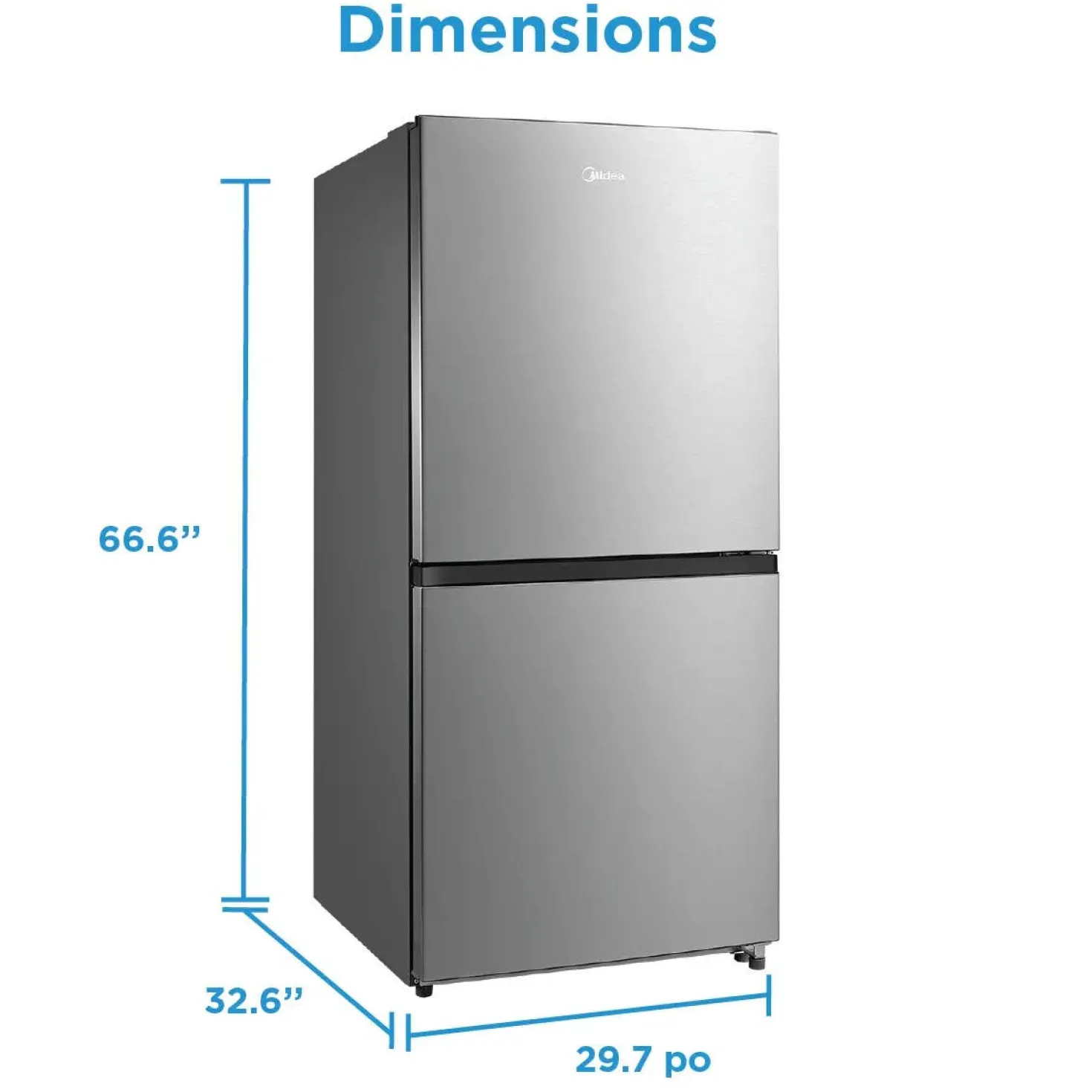 Midea Réfrigérateur/congélateur convertible 20 pi3 30 po Inox Tout réfrigérateur - MRU21C7BST