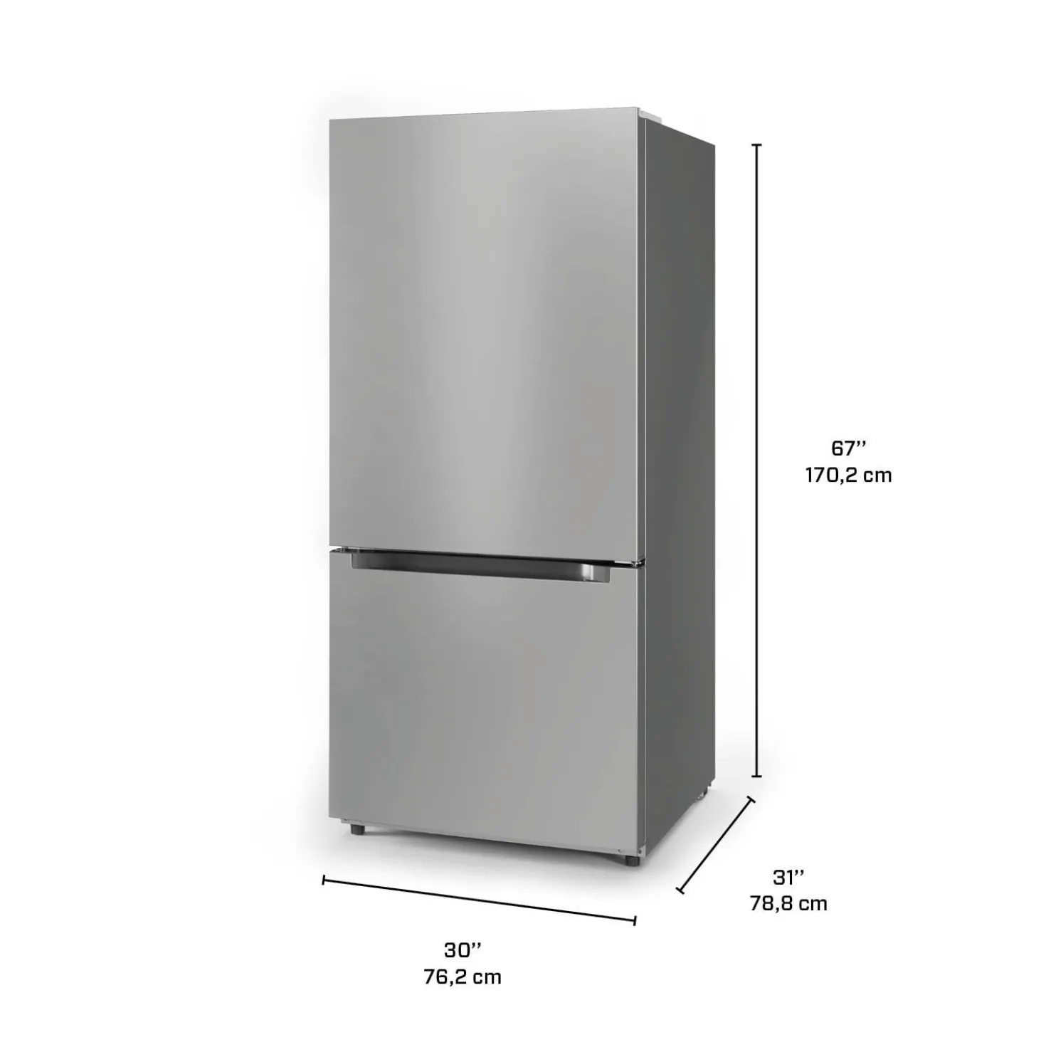 Midea Réfrigérateur 18,7 pi3 30 po Acier inoxydable Congélateur en bas - MRB19B7AST