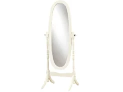 Miroir - 59"H, bois massif ovale sur pied blanc antique - Monarch