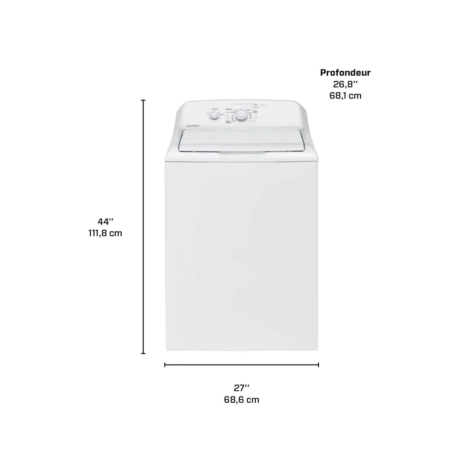 MOFFAT Laveuse Chargement par le haut Blanc 27" - MTW201BMRWW