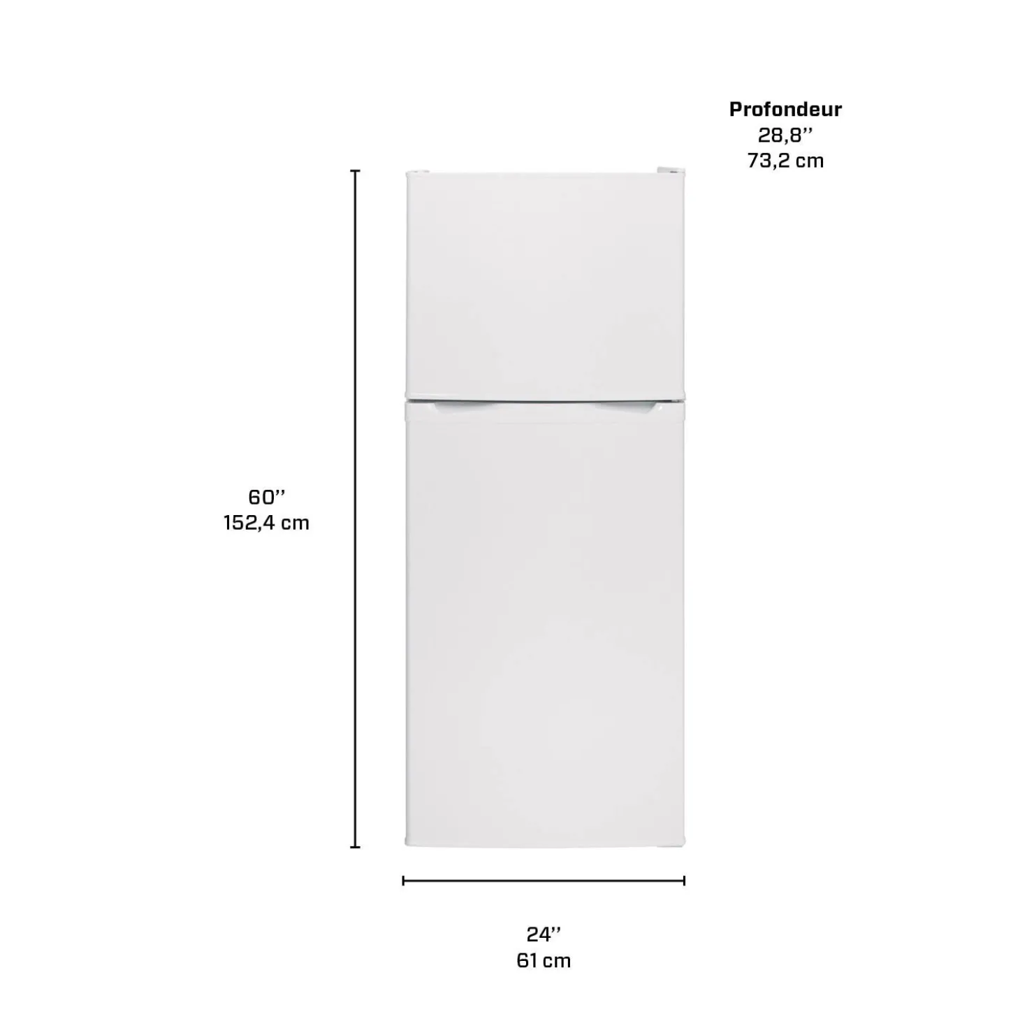 MOFFAT Réfrigérateur 11,5 pi3 24 po Blanc Congélateur en haut - MPE12FGKLWW