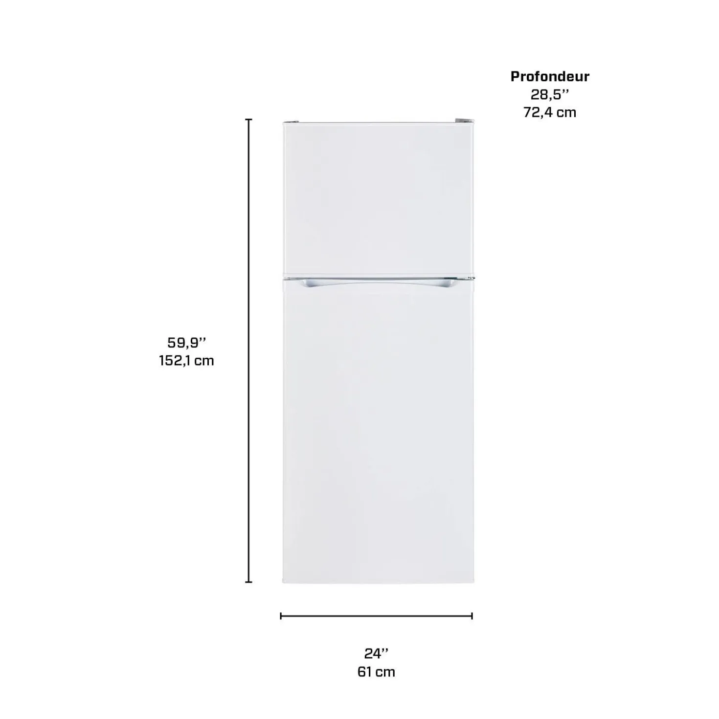MOFFAT Réfrigérateur 11,5 pi3 24 po Blanc Congélateur en haut - MPE12FGKWW