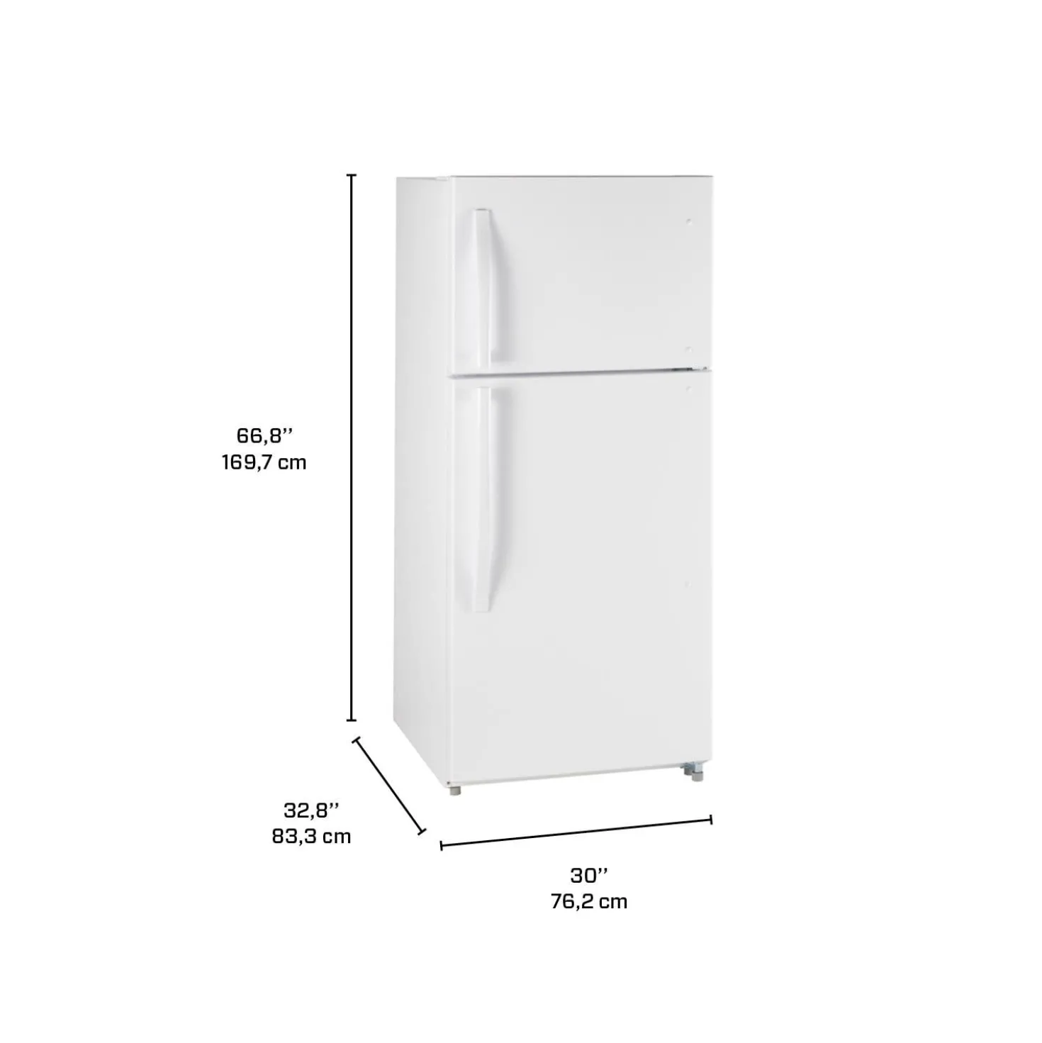 MOFFAT Réfrigérateur 18 pi3 30 po Blanc Congélateur en haut - MTE18GTKWW