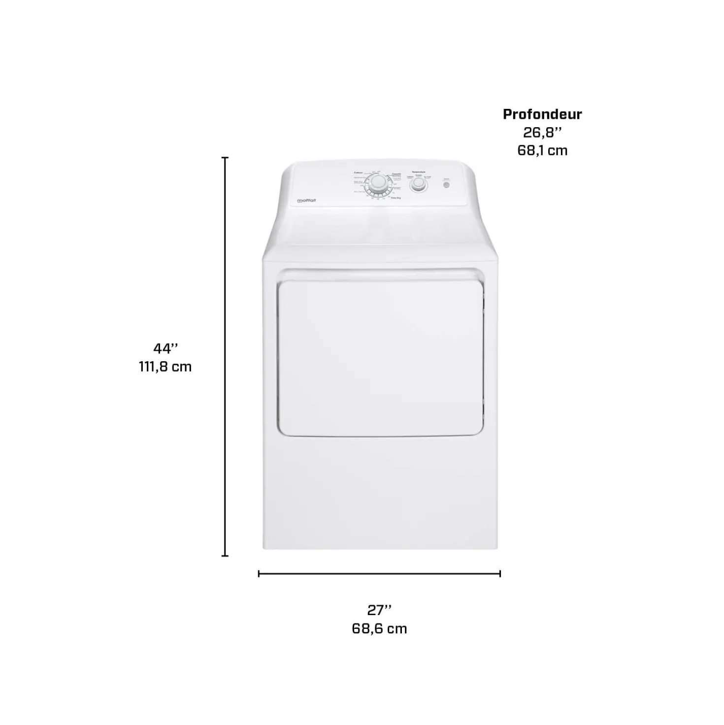 MOFFAT Sécheuse Chargement frontal Blanc 27" - MTX22EBMRWW
