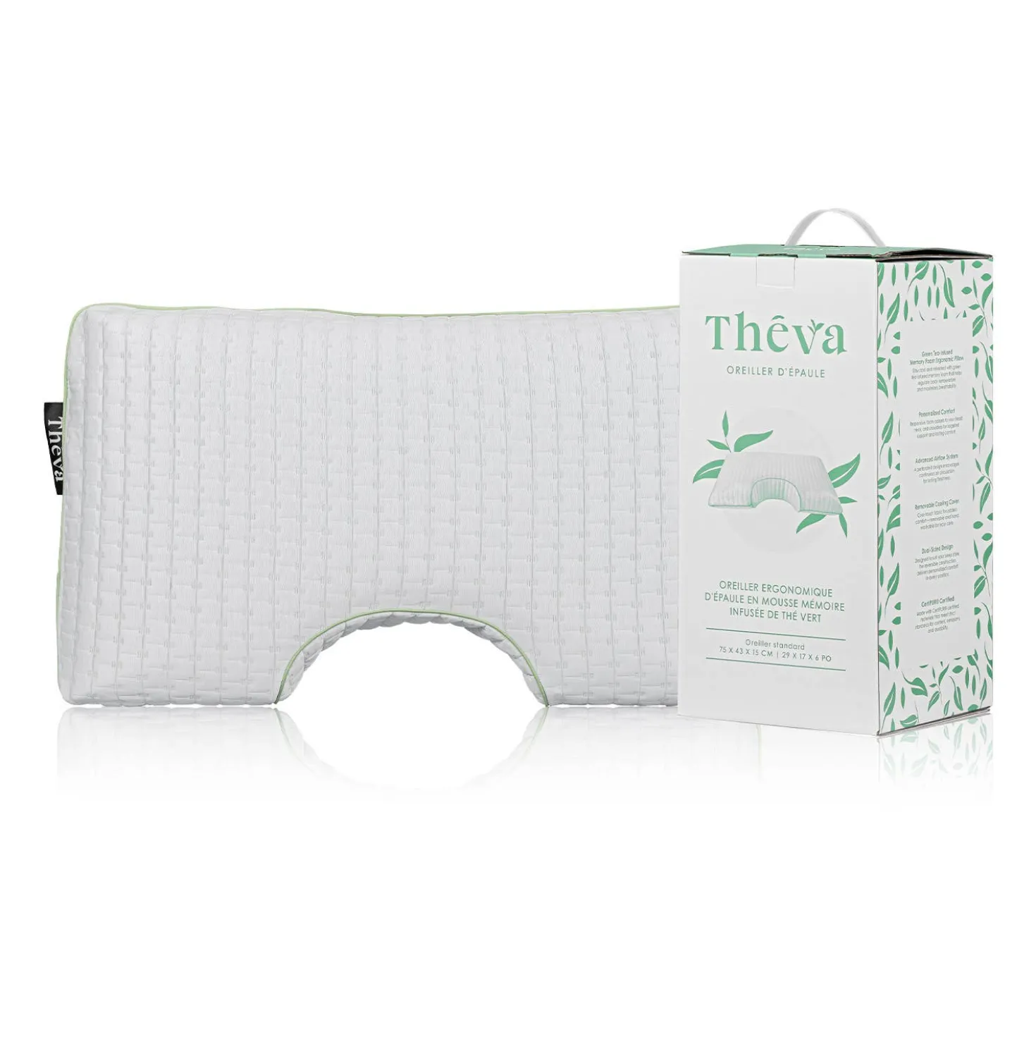 Oreiller ergonomique d’épaule en mousse mémoire infusée de thé vert