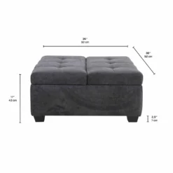 Ottoman avec rangement - gris charbon