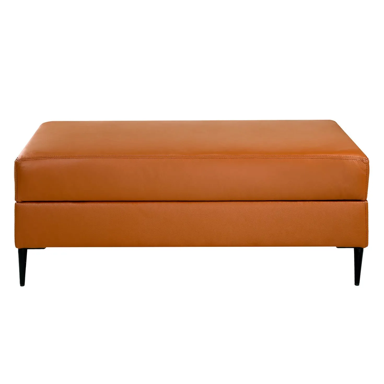 Ottoman en cuir véritable avec rangement - cognac