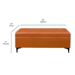 Ottoman en cuir véritable avec rangement - cognac