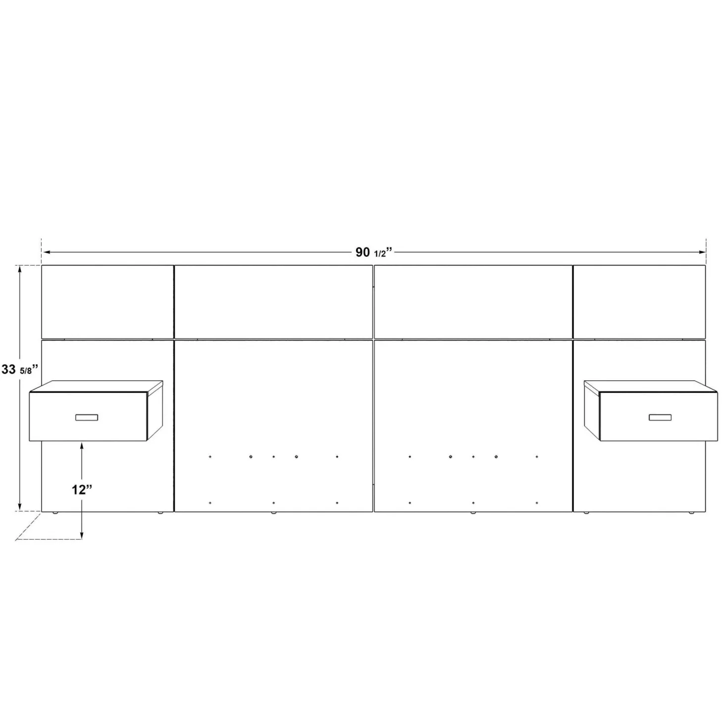 Panneaux avec 2 tables de chevet intégrées pour lits double - naturel