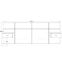 Panneaux avec 2 tables de chevet intégrées pour lits double - taupe