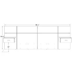 Panneaux avec 2 tables de chevet intégrées pour lits queen - taupe