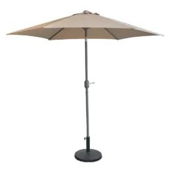 Parasol beige inclinable avec base - 9 pi