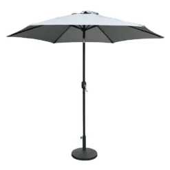 Parasol gris inclinable avec base - 9 pi