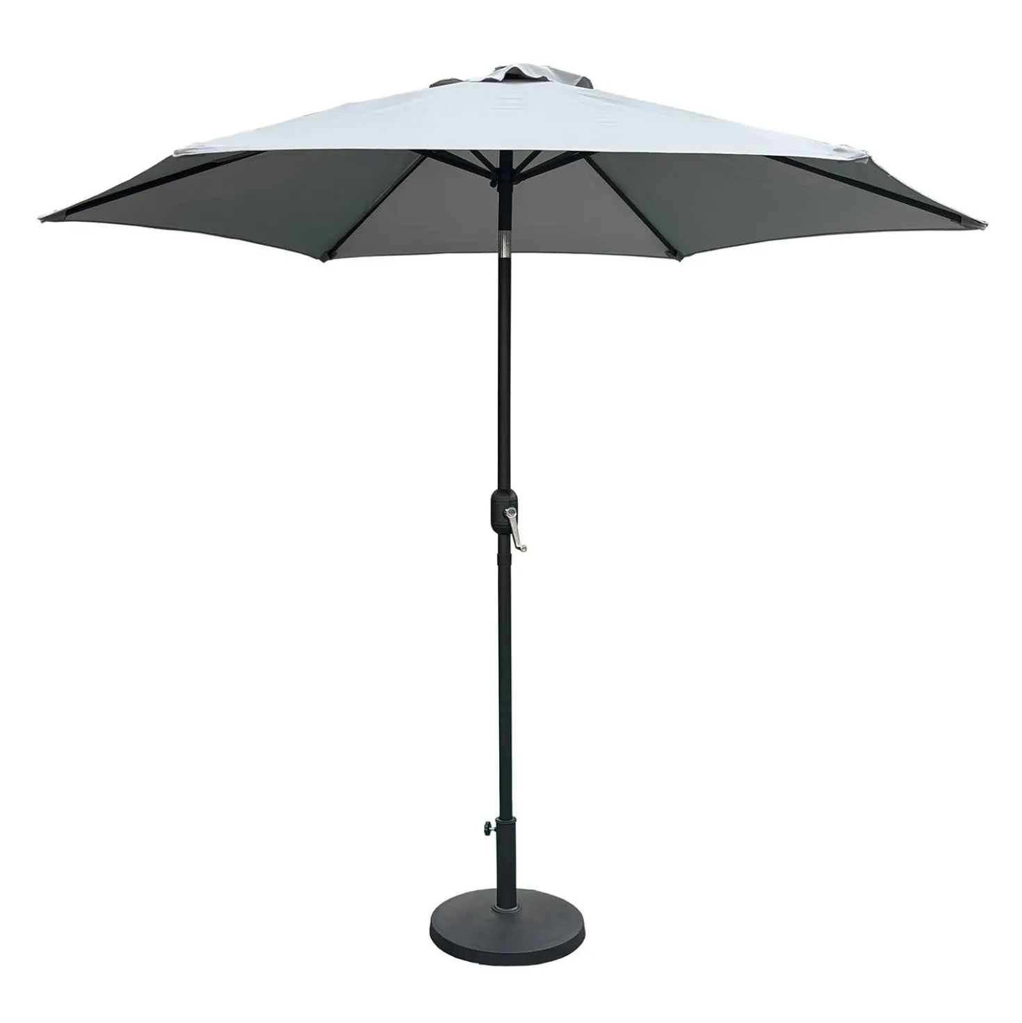 Parasol gris inclinable avec base - 9 pi