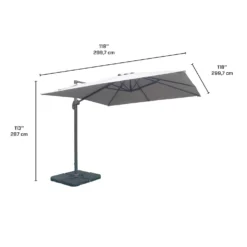 Parasol à mât déporté inclinable et rotatif 360° avec base - 10 pi