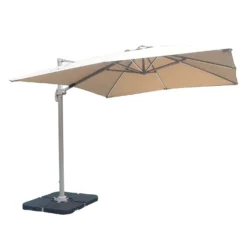 Parasol à mât déporté inclinable et rotatif 360° avec éclairage solaire DEL - 10 pi