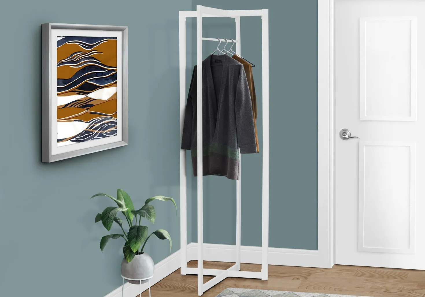 Patère - 72"H, métal blanc