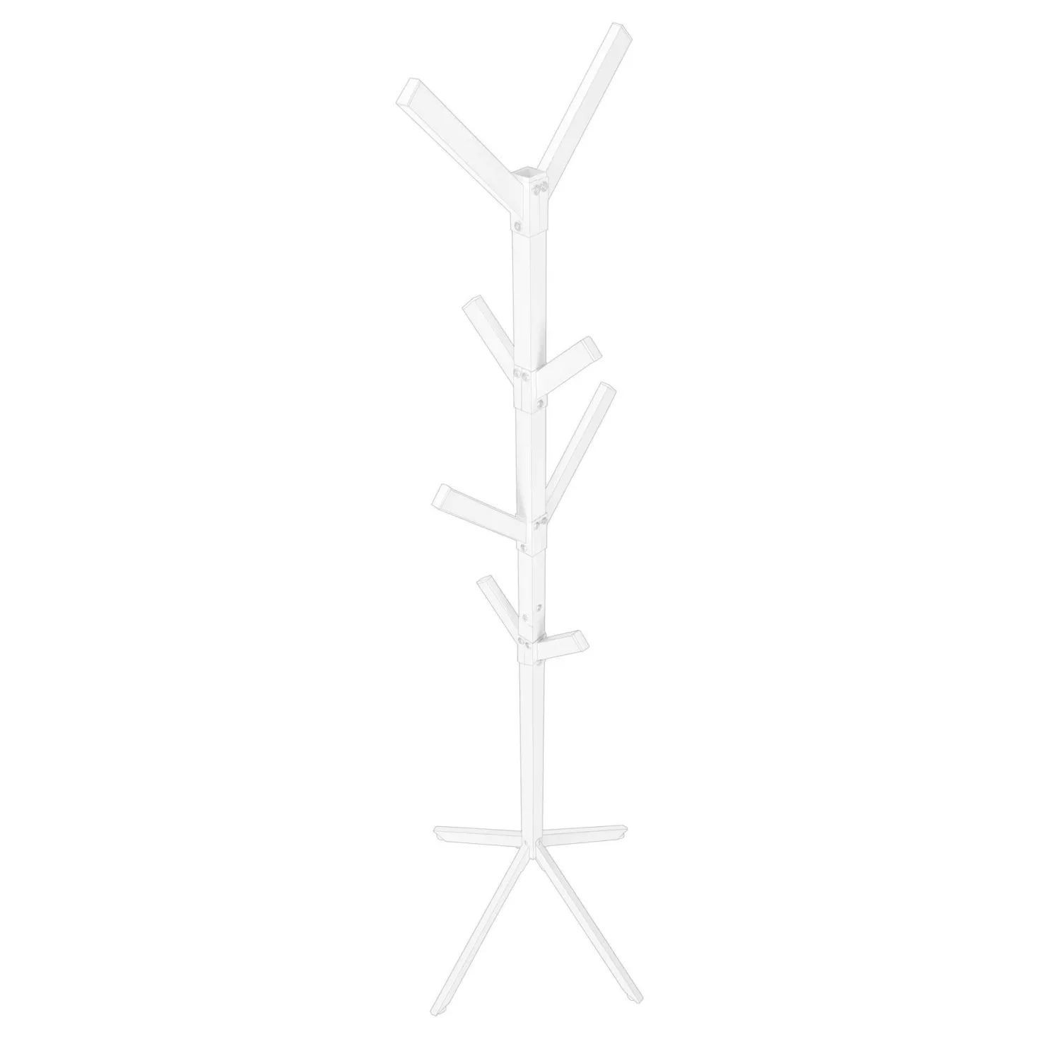 Patère sur pied - 70"H, métal blanc