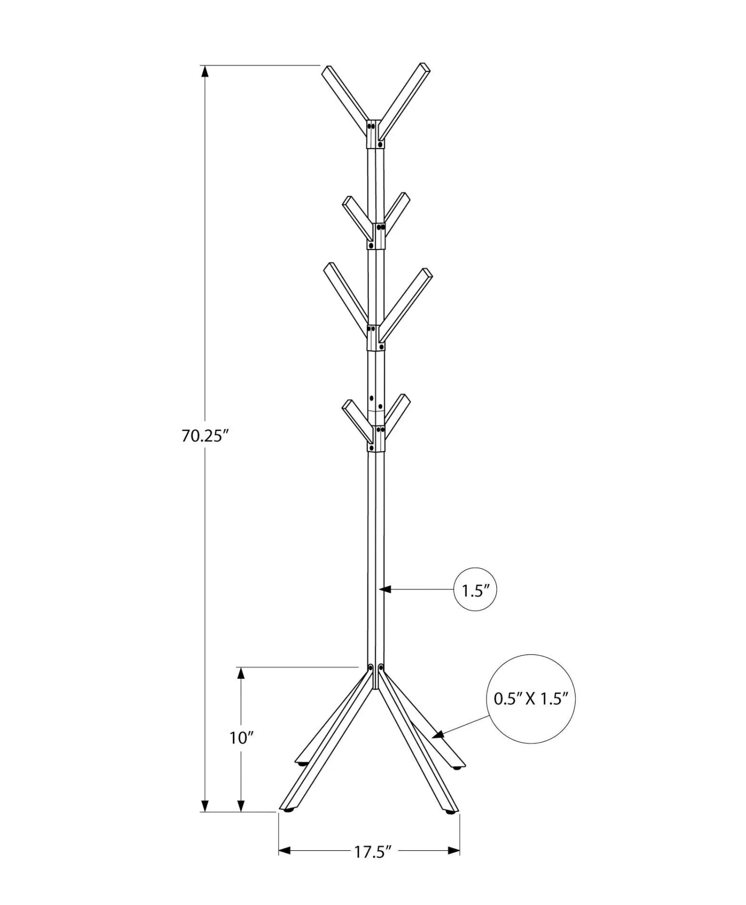 Patère sur pied - 70"H, métal noir