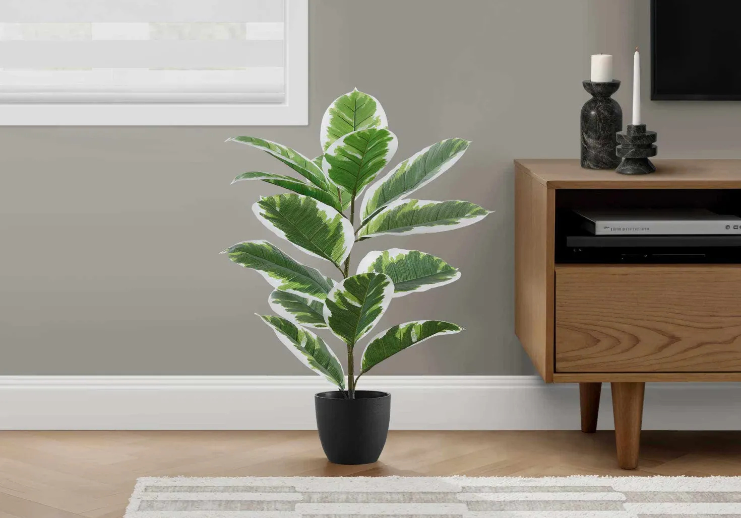 Plante artificielle - 27"H, caoutchouc intérieur pot 5"