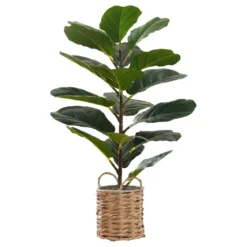 Plante artificielle - 28"H/figuier intérieur/pot tisse 8"
