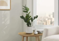 Plante artificielle - 20"H, zz intérieur pot ciment 5"