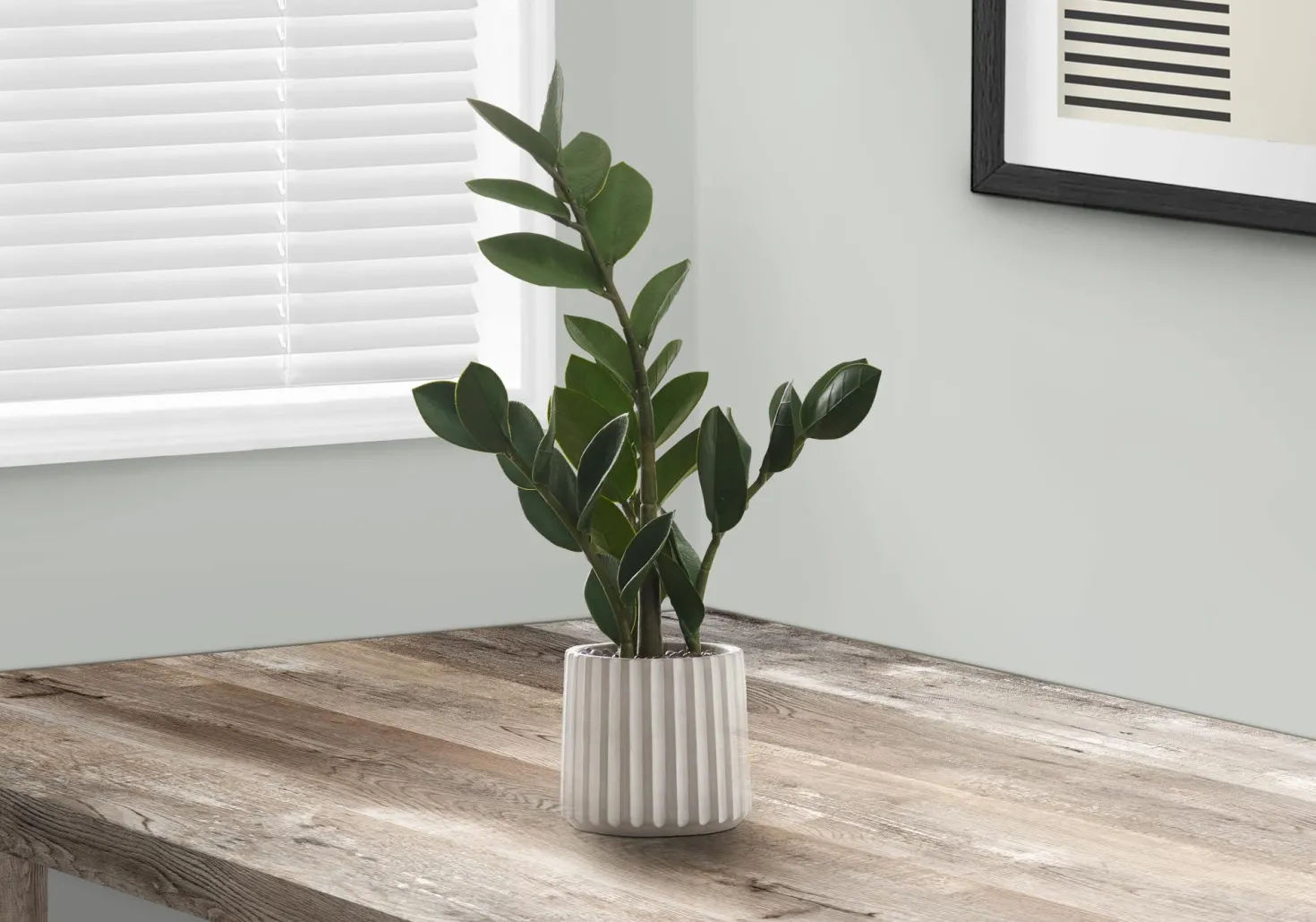 Plante artificielle - 20"H, zz intérieur pot ciment 5"