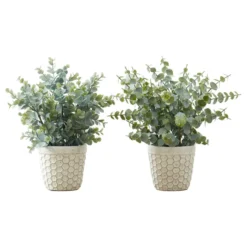 Plante artificielle - 2mcx, 13"H eucalyptus/gazon pot 4"