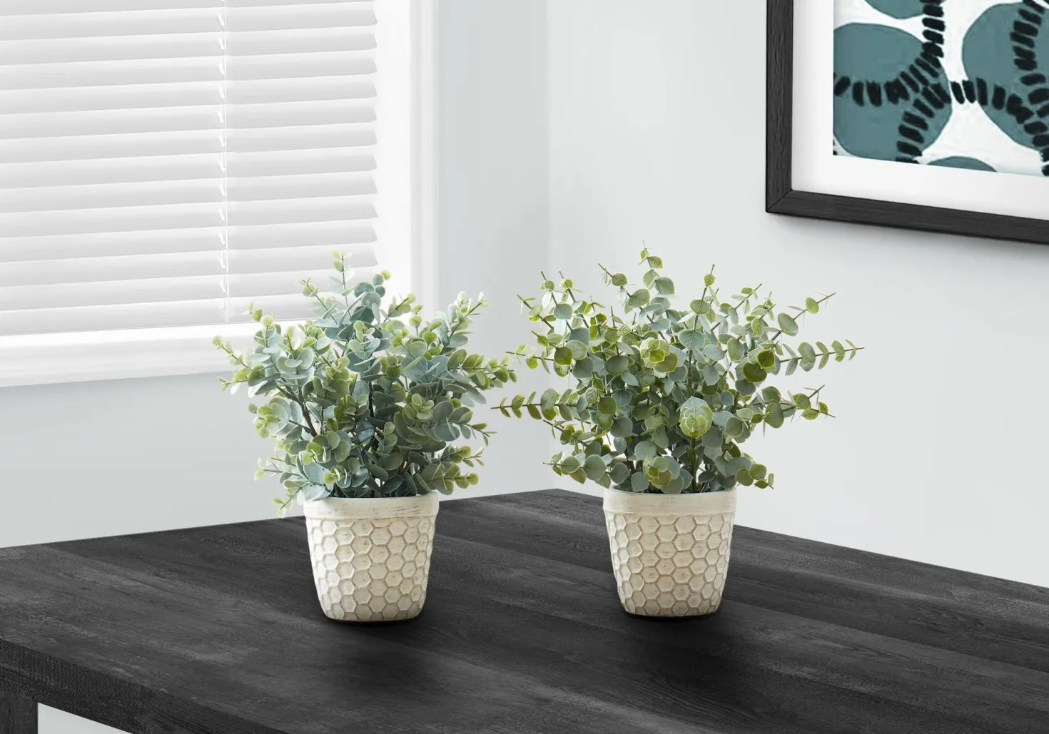 Plante artificielle - 2mcx, 13"H eucalyptus/gazon pot 4"