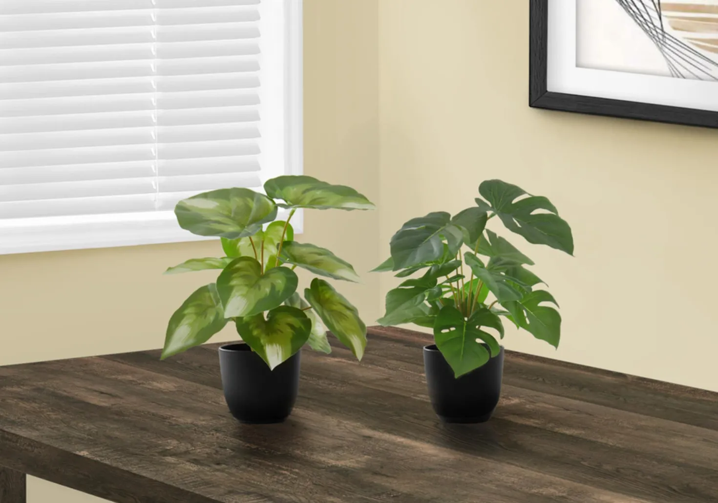 Plante artificielle - 2mcx/ 13"H monstera/calathea pot 4"