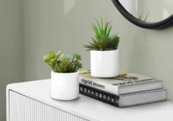 Plante artificielle - 2mcx/7"H succulent pot ceramique 3"