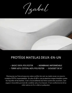 Protège-matelas imperméable et réversible king