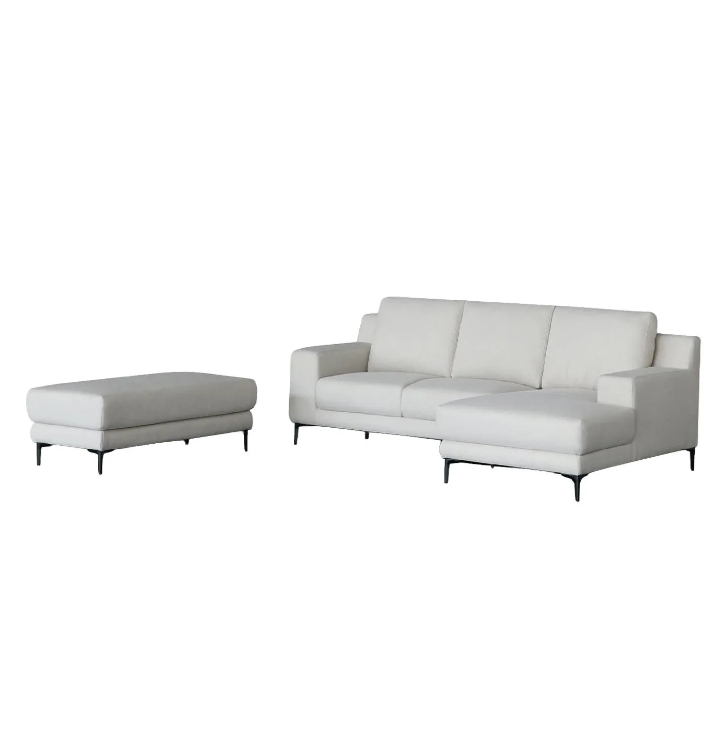 Sectionnel avec chaise longue à droite et ottoman - beige
