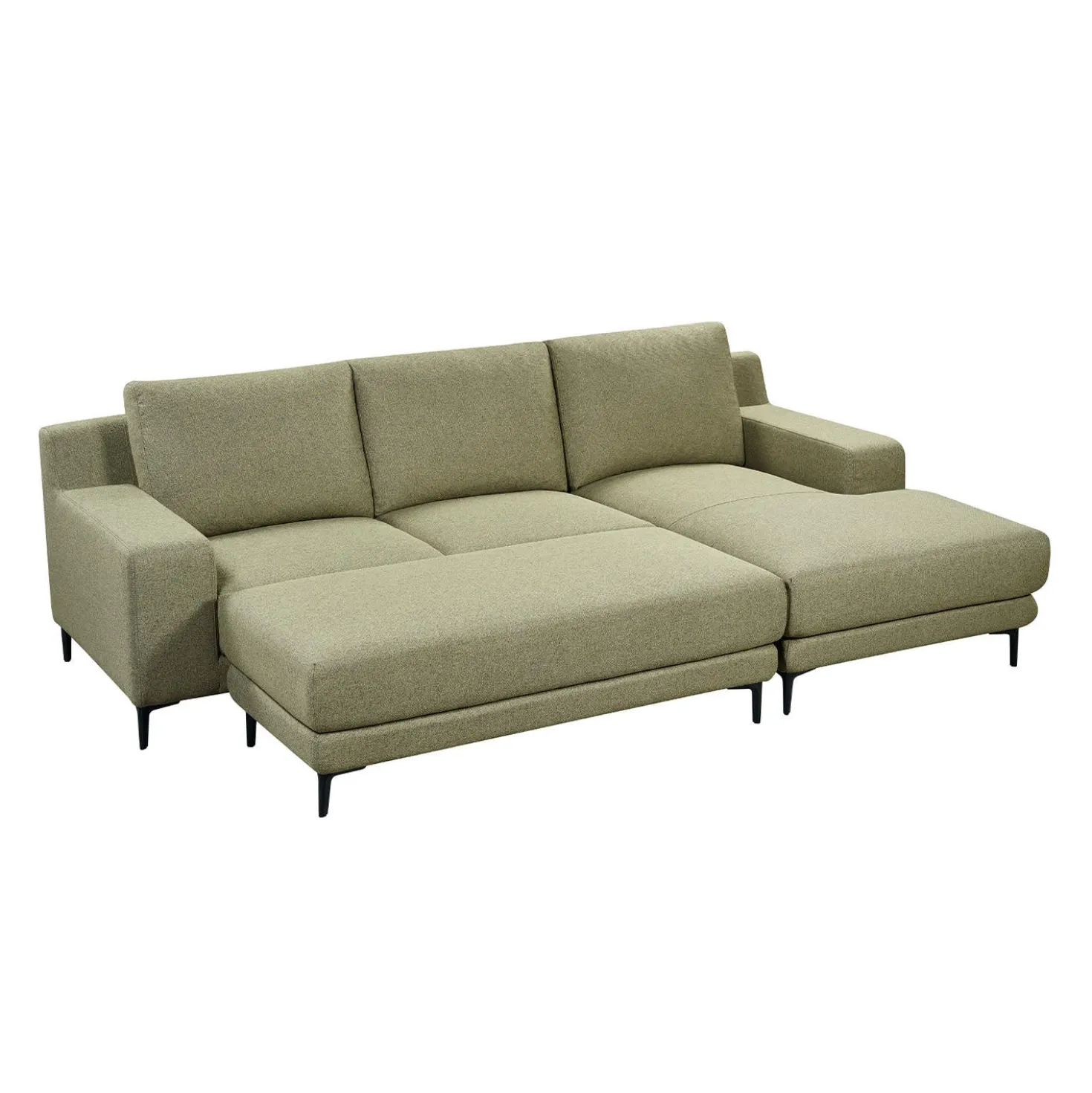 Sectionnel avec chaise longue à droite et ottoman - vert