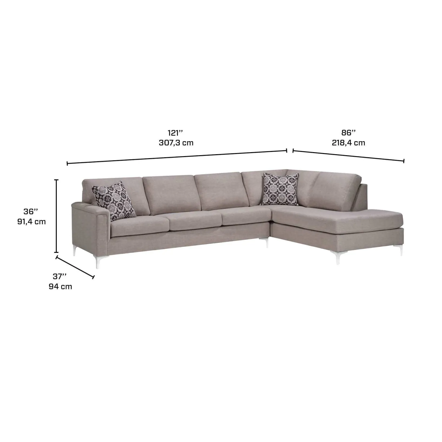 Sectionnel avec chaise longue à droite
