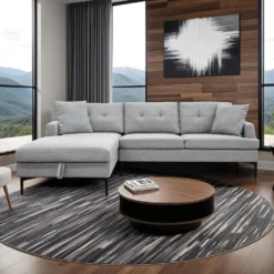 Sectionnel avec chaise longue à gauche et rangement