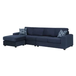 Sectionnel avec chaise longue réversible - bleu