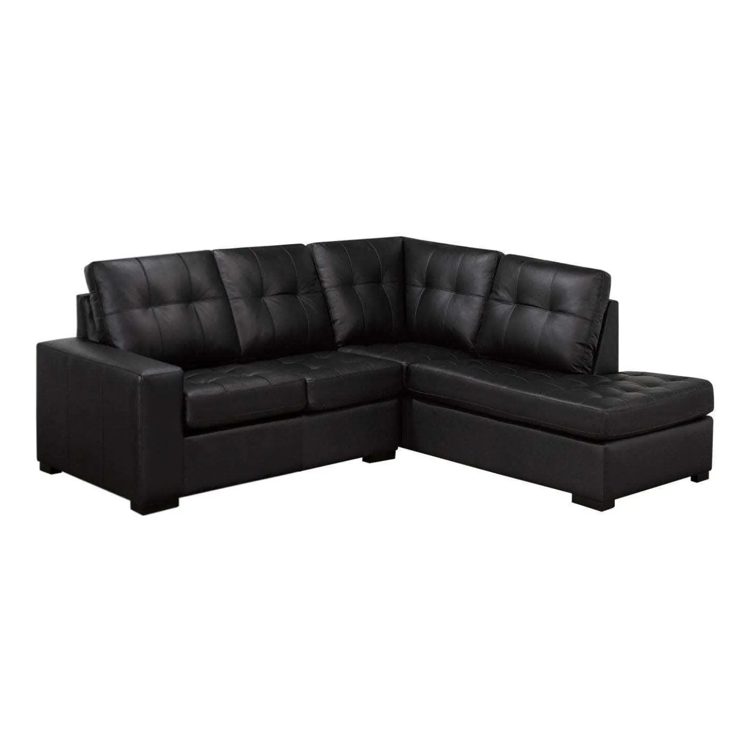 Sectionnel causeuse en cuir véritable - Chaise longue à droite