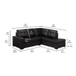 Sectionnel causeuse en cuir véritable - Chaise longue à droite