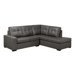 Sectionnel causeuse en cuir véritable - Chaise longue à droite