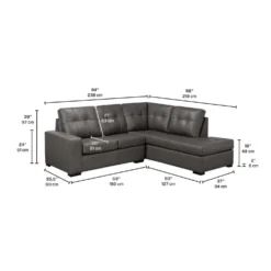 Sectionnel causeuse en cuir véritable - Chaise longue à droite