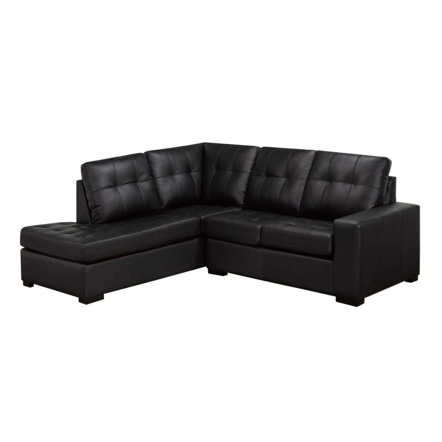 Sectionnel causeuse en cuir véritable - Chaise longue à gauche