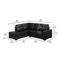 Sectionnel causeuse en cuir véritable - Chaise longue à gauche