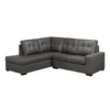 Sectionnel causeuse en cuir véritable - Chaise longue à gauche